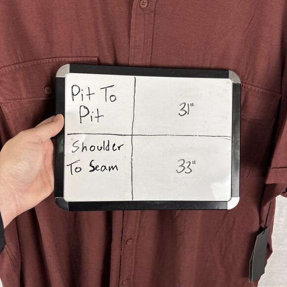 Shaquille O'Neal Shirt Mens 2XL Cherry Fudge Short Sleeve Button Up Linen Blend - Picture 5 of 5